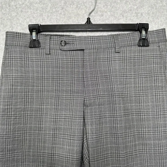 Linea Uomo Mens Grey Glen Plaid 3-Piece Performance Suit 38 Long 32 Waist Wool